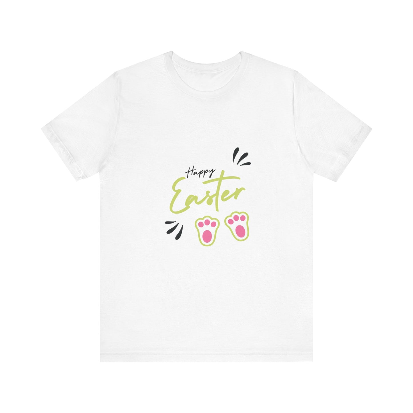 Easter Jersey Short Sleeve White T-shirt -Unisex, Pink & Green Typography and Design