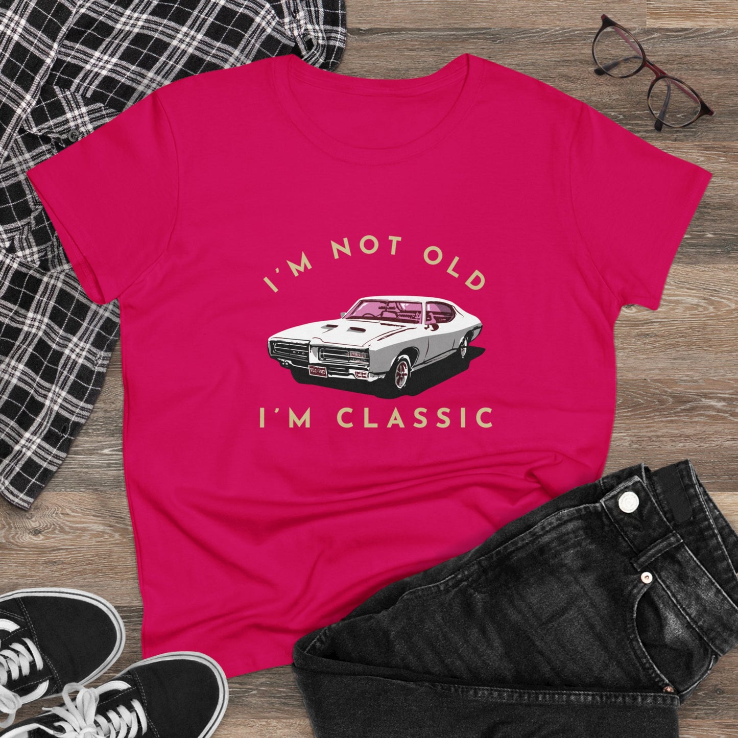 I'm Not Old I'm Classic- Funny, Sexy & Classy Car Graphic - Women's Midweight Cotton T-shirt